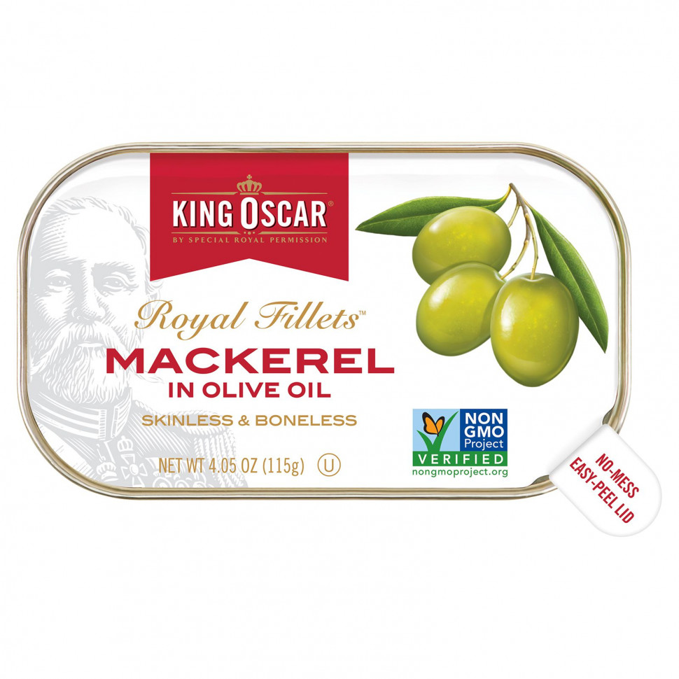 ���� ������ (Iherb) King Oscar, Royal Fillets, Mackerel In Olive Oil, 4.05 oz ( 115 g), ������ �� 790 ���