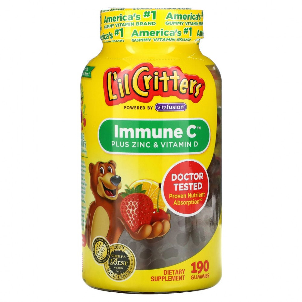 ���� ������ (Iherb) L'il Critters, Immune C � ������ � ��������� D, 190 ����������� ����������, ������ �� 4050 ���