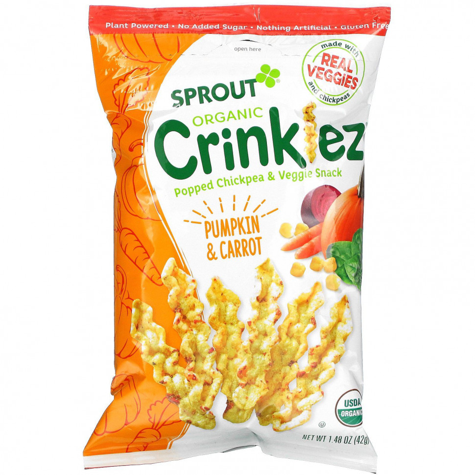 ���� ������ (Iherb) Sprout Organic, Crinklez, ���� �� ���� � ������, ��� ������� �� 12 �������, ����� � �������, 42 � (1,48 �����), ������ �� 1160 ���