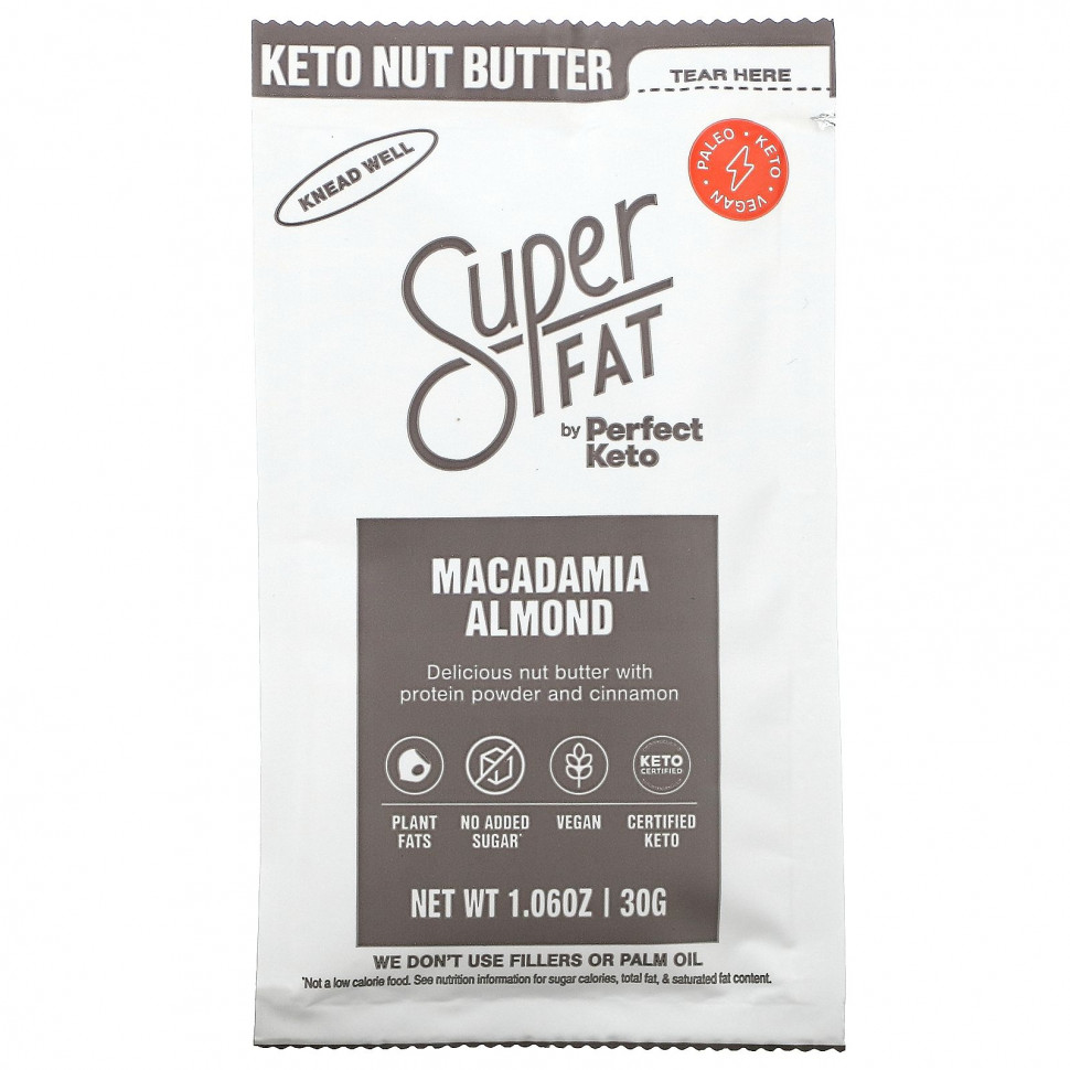 ���� ������ (Iherb) SuperFat, Keto Nut Butter, ������� ���������, 30 � (1,06 �����), ������ �� 500 ���