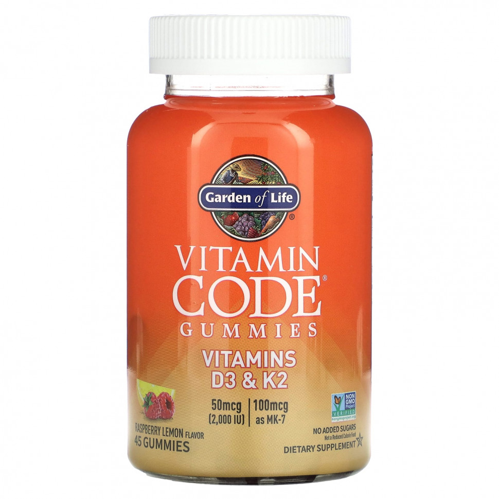 ���� ������ (Iherb) Garden of Life, Vitamin Code, ����������� ��������, �������� D3 � K2, ������ � �����, 45 ����������� ��������, ������ �� 3870 ���