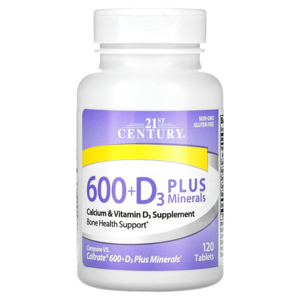 ���� ������ (Iherb) 21st Century, 600+D3 � ����������, 120 ��������, ������ �� 1190 ���