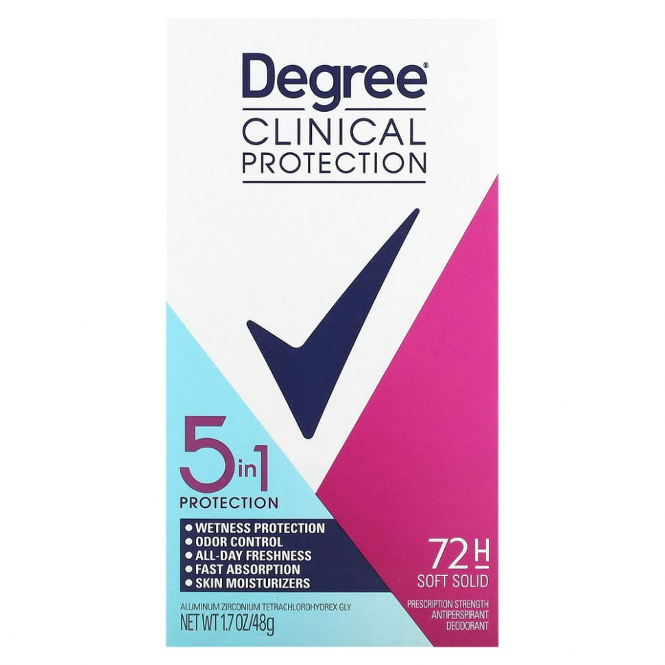 ���� ������ (Iherb) Degree, Clinical Protection, ������ 5 � 1, ����������-��������������, ������ ������� ��������, 48 � (1,7 �����), ������ �� 1820 ���