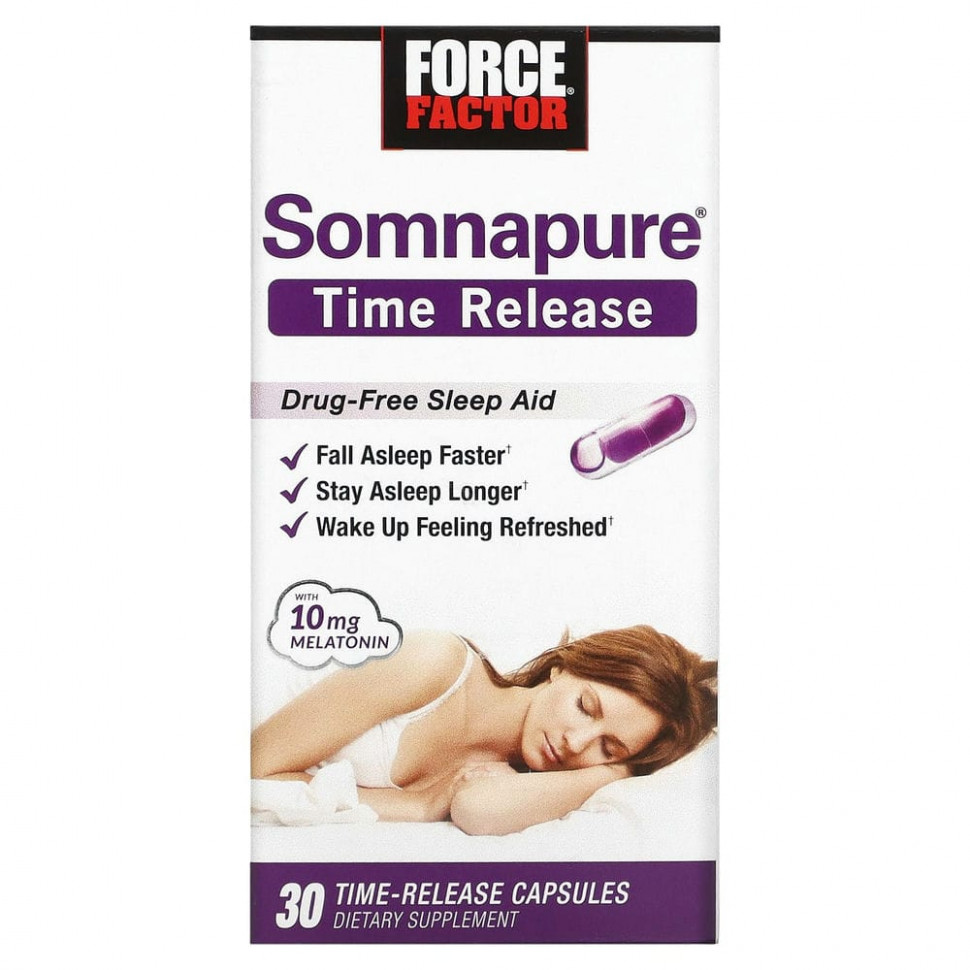 ���� ������ (Iherb) Force Factor, Somnapure, ��������� � ����������� ��������������, 10 ��, 30 ������ � ����������� ��������������, ������ �� 3260 ���