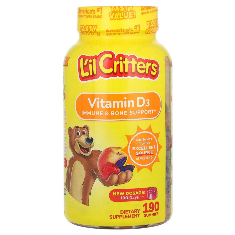 ���� ������ (Iherb) L'il Critters, ������� D3 ��� ��������� ������, �� ������ ����������� �������, 190 ����������� ����������, ������ �� 3950 ���