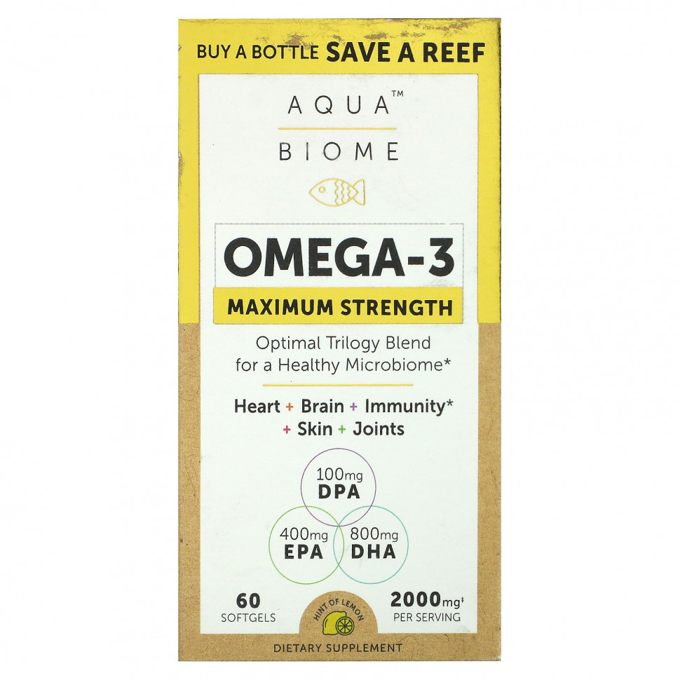 ���� ������ (Iherb) Enzymedica, Aqua Biome, �����-3, ������������ ���� ��������, �������� ����, 1000 ��, 60 ������, ������ �� 4870 ���