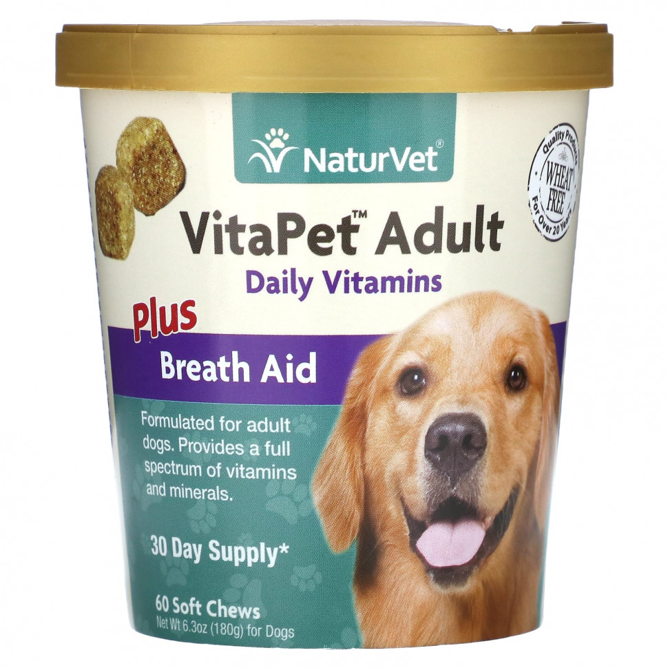 ���� ������ (Iherb) NaturVet, VitaPet Adult, ���������� �������� � ������ ��� �������, ��� �����, 60 ����������� ��������, 180 � (6,3 �����), ������ �� 1860 ���