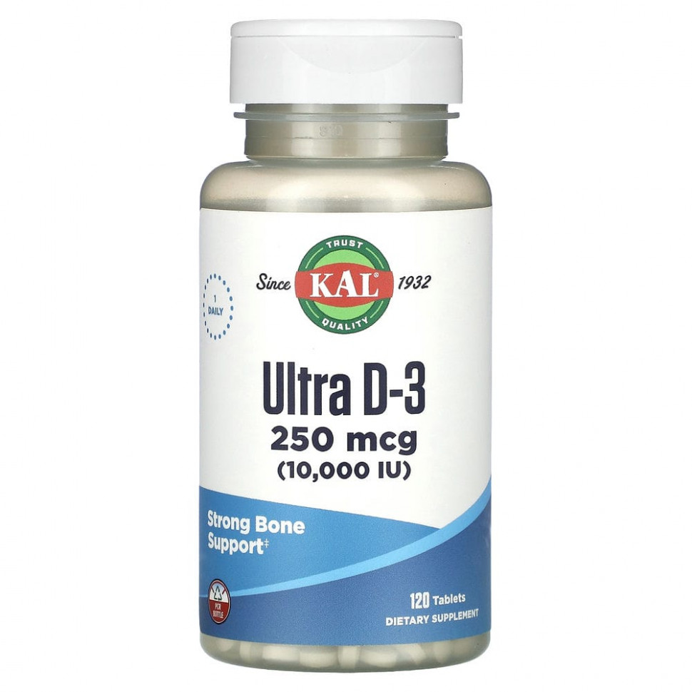 ���� ������ (Iherb) KAL, Ultra D-3, 250 ��� (10 000 ��), 120 ��������, ������ �� 2200 ���