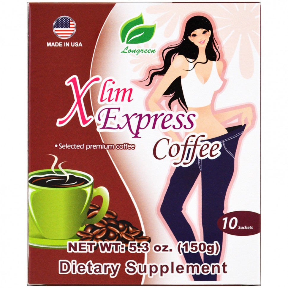 ���� ������ (Iherb) Longreen, ���� Xlim Express, 10 ���������, 150 � (5,3 �����), ������ �� 1780 ���