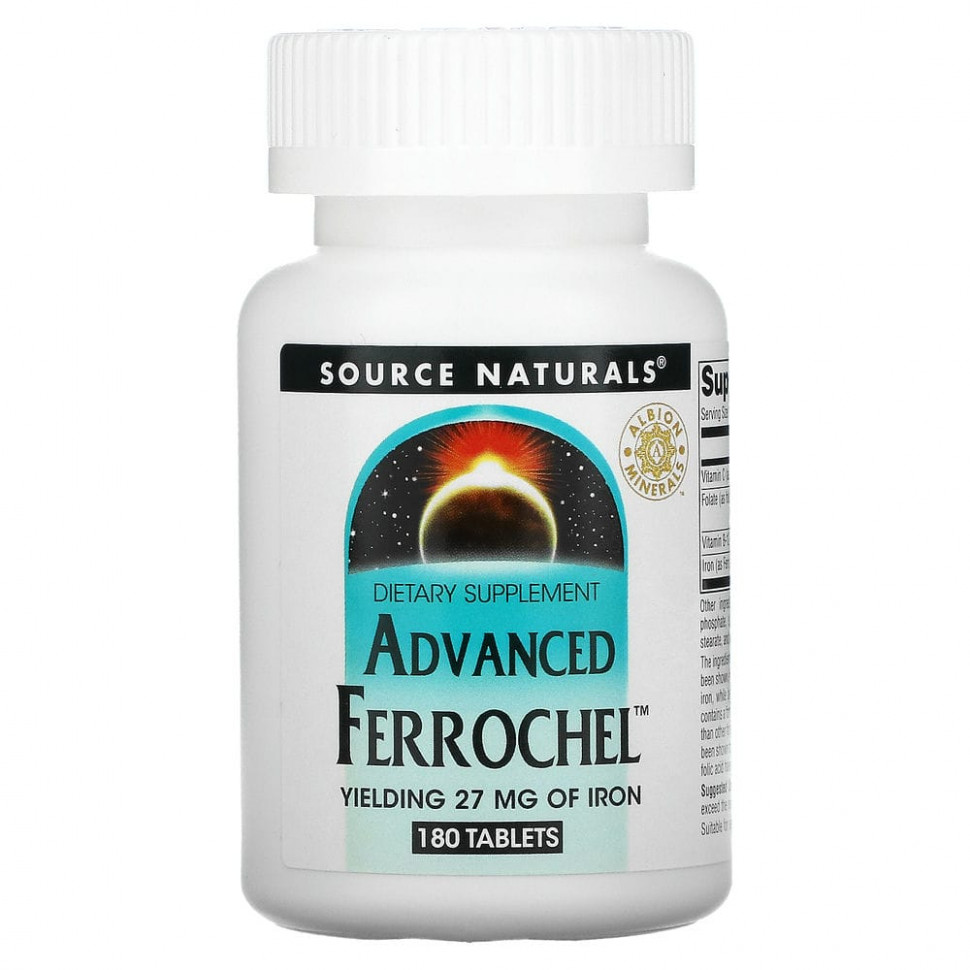 ���� ������ (Iherb) Source Naturals, Advanced Ferrochel, ���������� �������, 180 ��������, ������ �� 2600 ���