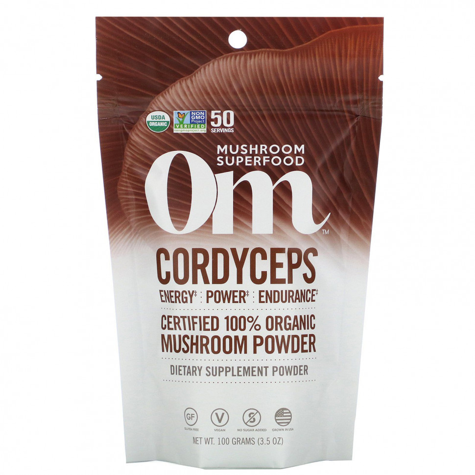 ���� ������ (Iherb) Om Mushrooms, ���������, ����������������� �� 100% ������������ ������� �������, 100 � (3,5 �����), ������ �� 4630 ���