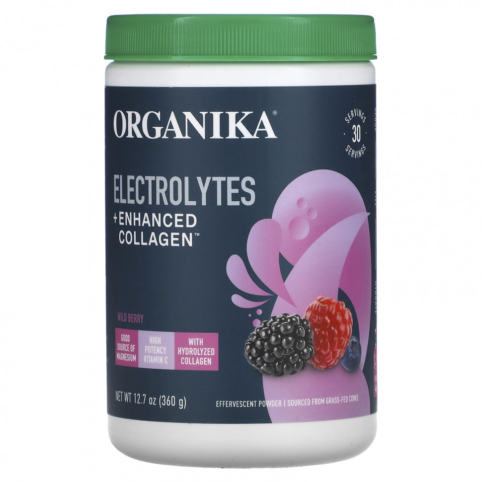 ���� ������ (Iherb) Organika, Electrolytes + Enhanced Collagen, Wild Berry, 12.7 oz (360 g), ������ �� 6110 ���