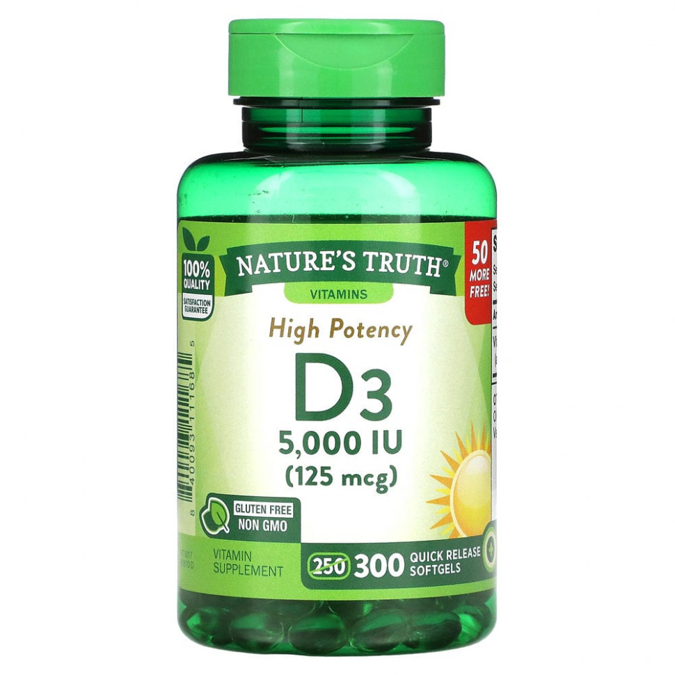 ���� ������ (Iherb) Nature's Truth, ����������������� ������� D3, 125 ��� (5000 ��), 300 ������ �������� �������������, ������ �� 4920 ���