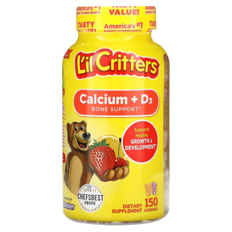 ���� ������ (Iherb) L'il Critters, ������� + D3, ��������� ������, �� ������ ������ �����, ��������� � ��������, 150 ����������� �����, ������ �� 3630 ���