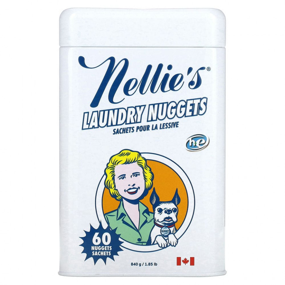   (Iherb) Nellie's, Laundry Nuggets, Unscented, 60 Loads, 1.85 lb (840 g),   4990 