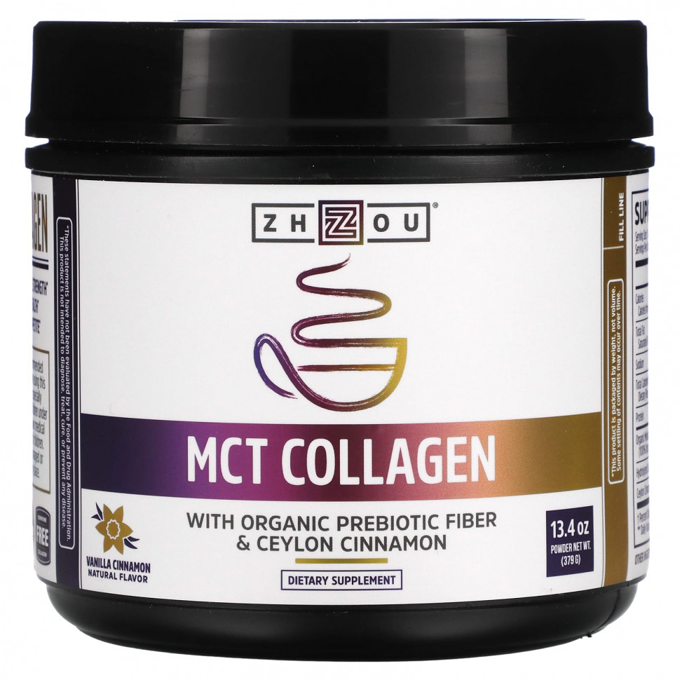 ���� ������ (Iherb) Zhou Nutrition, MCT Collagen, Vanilla Cinnamon, 13.4 oz (379 g), ������ �� 6390 ���