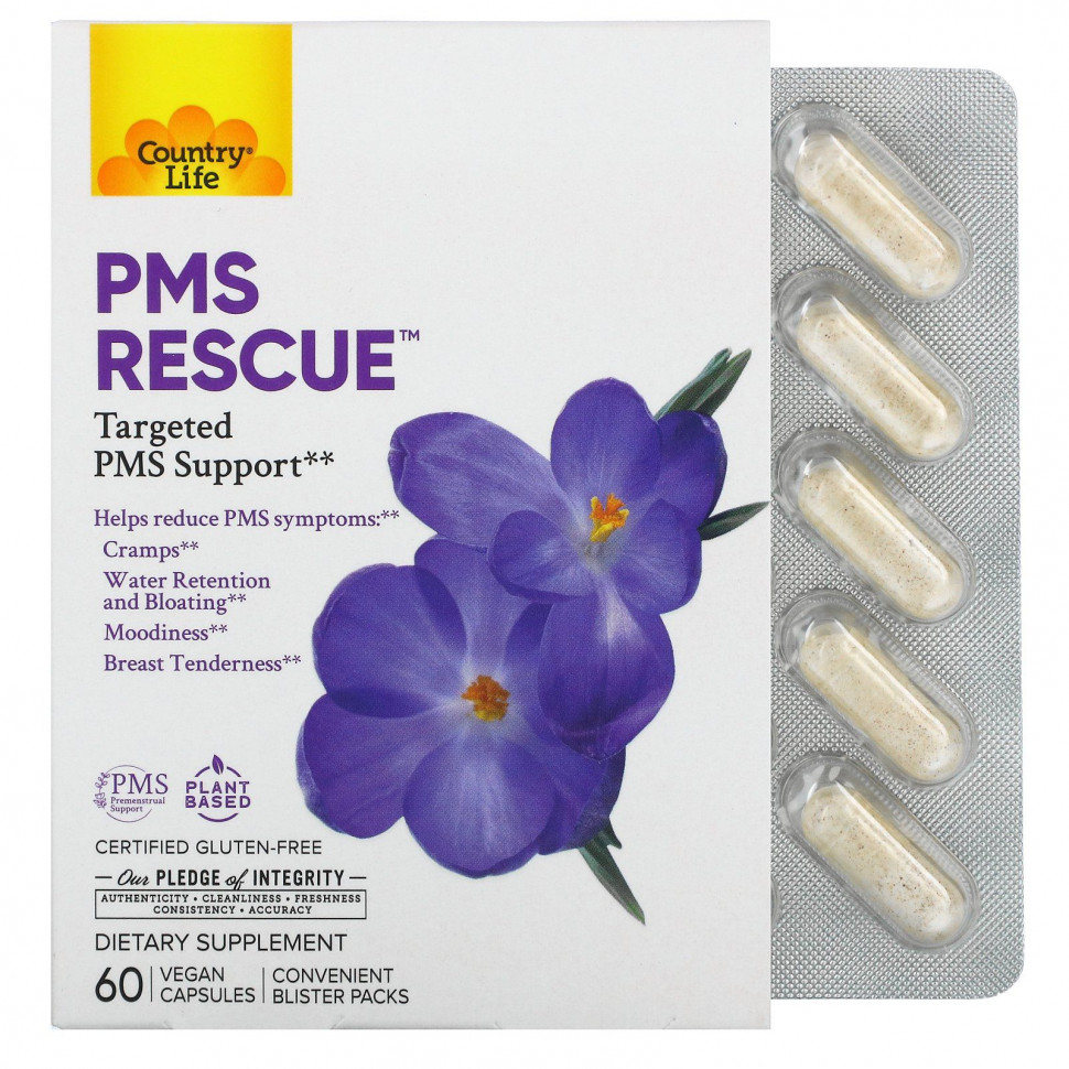���� ������ (Iherb) Country Life, PMS Rescue, ��������������� ��������� ��� ���, 60 ��������� ������, ������ �� 3190 ���