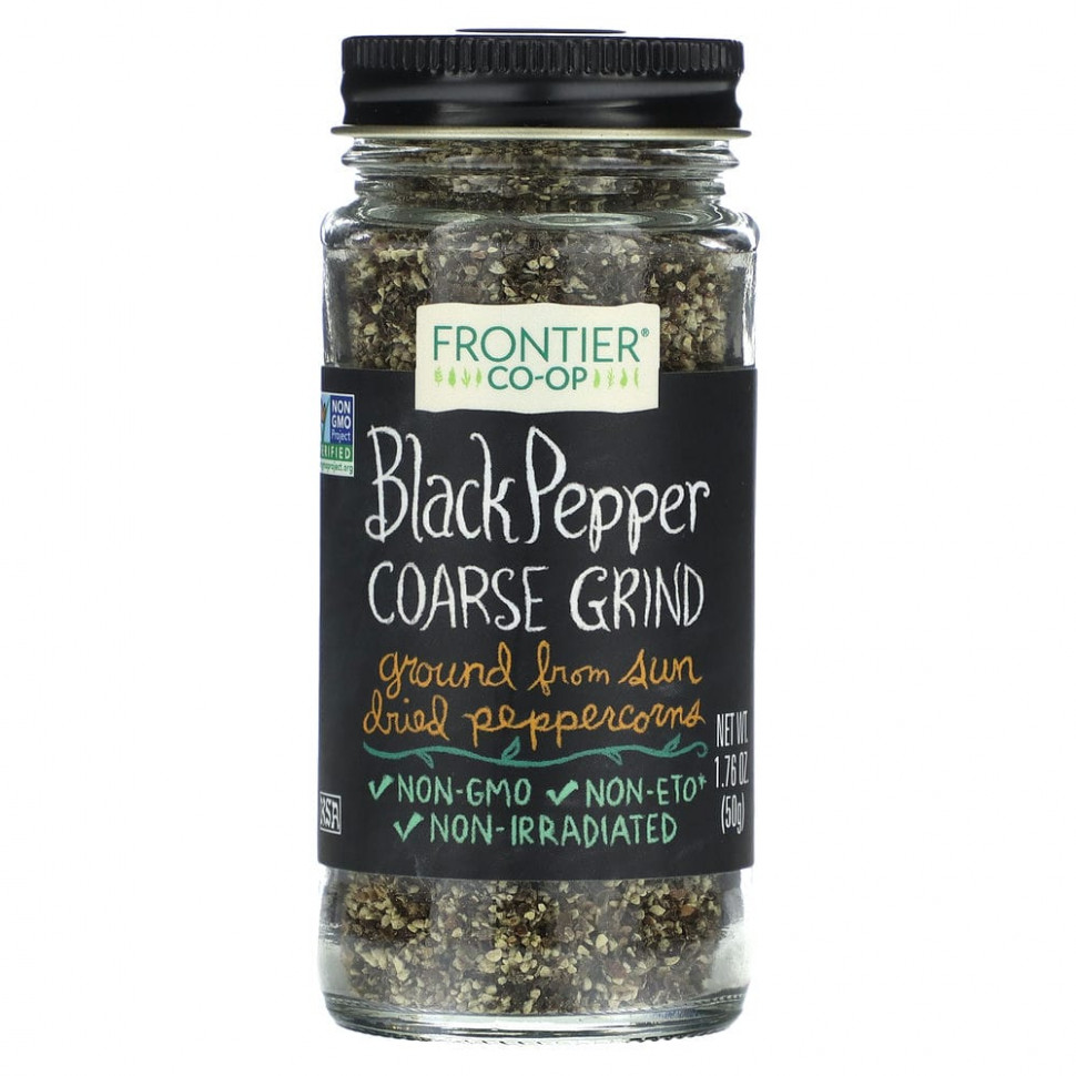   (Iherb) Frontier Co-op, Black Pepper, Coarse Grind, 1.76 oz (50 g),   1090 