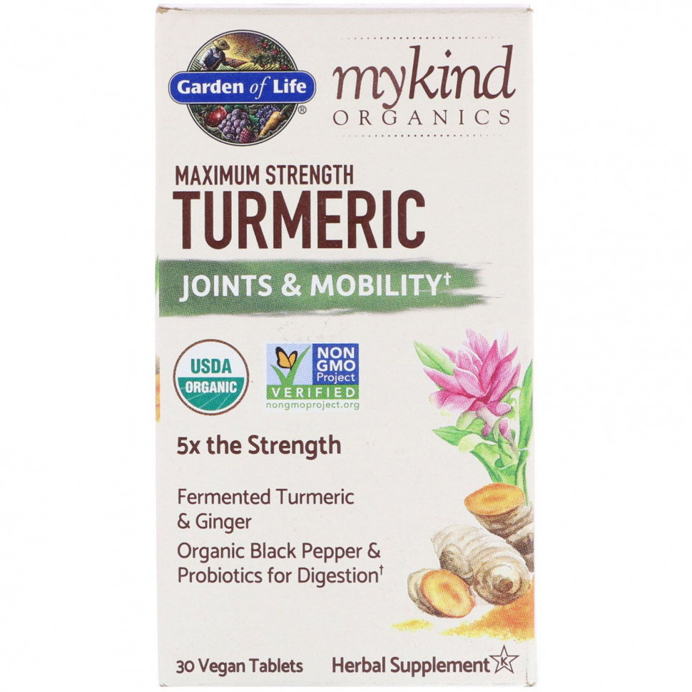 ���� ������ (Iherb) Garden of Life, MyKind Organics, Maximum Strength, Turmeric, Joints & Mobility, 30 Vegan Tablets, ������ �� 4620 ���