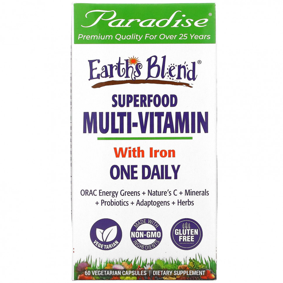 ���� ������ (Iherb) Paradise Herbs, Earth's Blend, �������� ���������� � ��������������� � �������, ��� ������ ���� ��� � ����, 60 �������������� ������, ������ �� 3170 ���