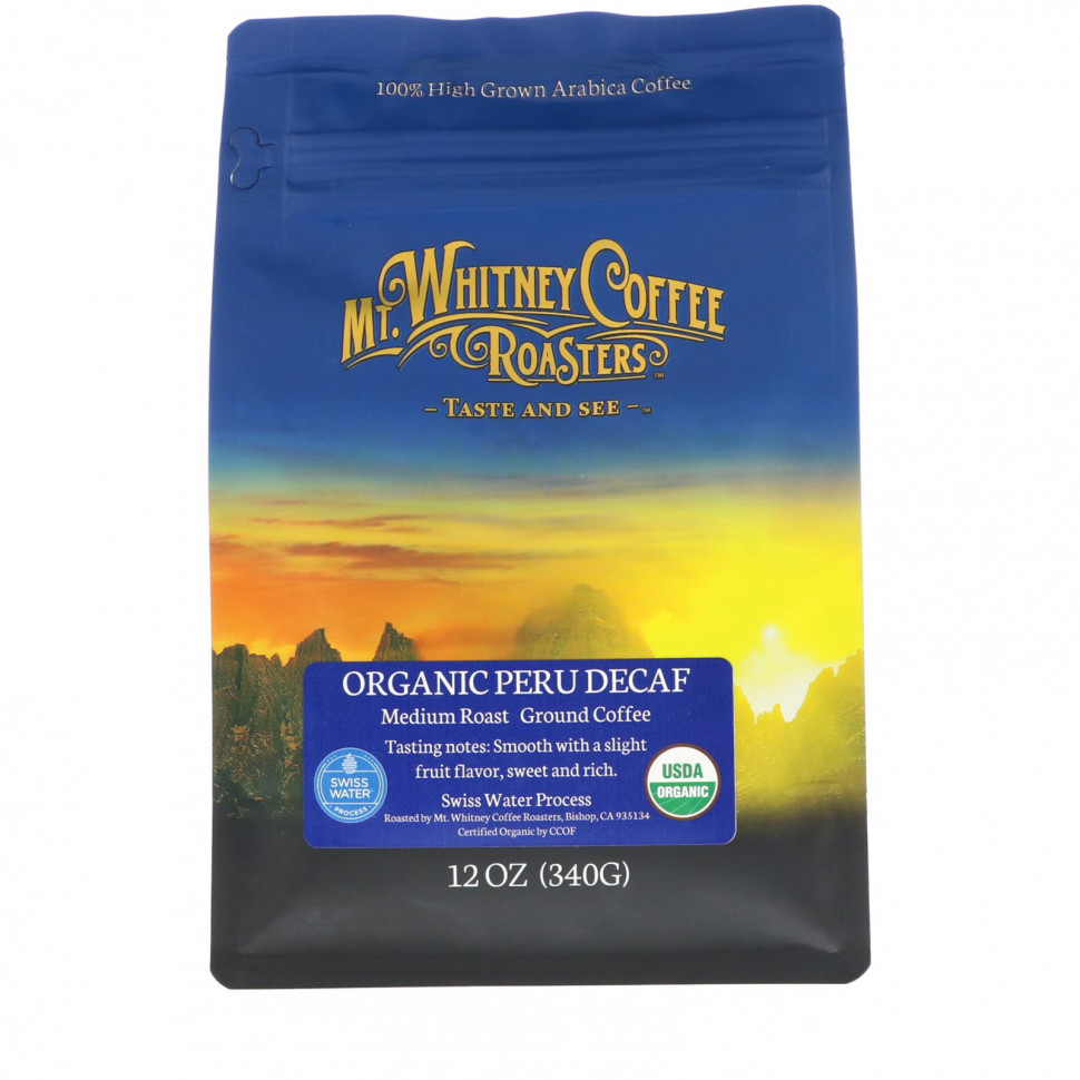 ���� ������ (Iherb) Mt. Whitney Coffee Roasters, Organic Peru Decaf, ������� ����, ������� �������, 340 � (12 �����), ������ �� 2910 ���