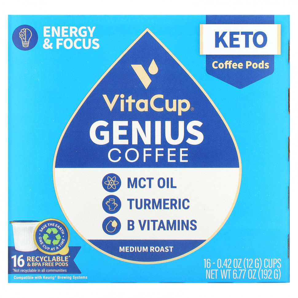 ���� ������ (Iherb) VitaCup, Genius Coffee, ������� �������, 16 ����� �� 12 � (0,42 �����), ������ �� 4910 ���