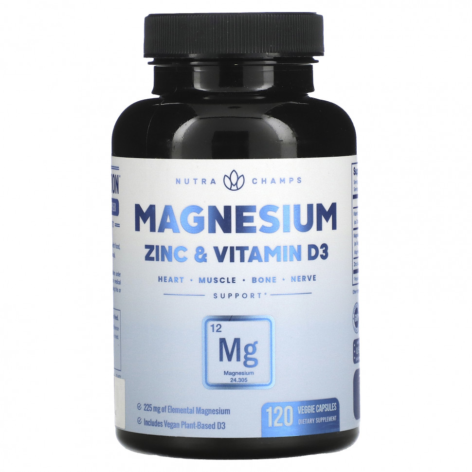 ���� ������ (Iherb) NutraChamps, Magnesium, Zinc & Vitamin D3, 120 Veggie Capsules, ������ �� 3280 ���