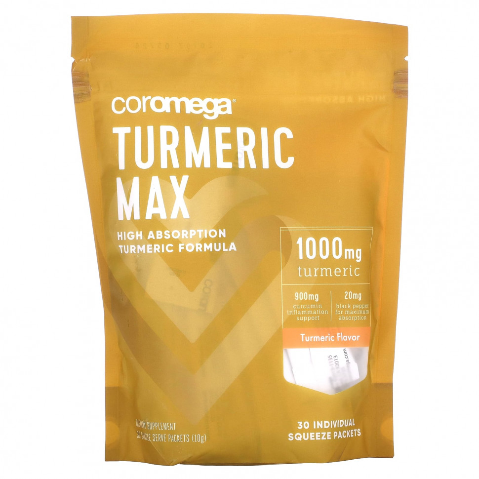 ���� ������ (Iherb) Coromega, Turmeric Max, �������, 1000 ��, 30 ��������� �����-��������� �� 10 �, ������ �� 7940 ���
