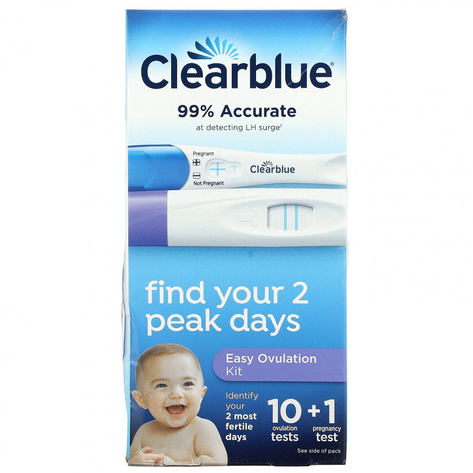 ���� ������ (Iherb) Clearblue, Easy Ovulation Kit, 10 ������ �� �������� + 1 ���� �� ������������, ������ �� 4950 ���