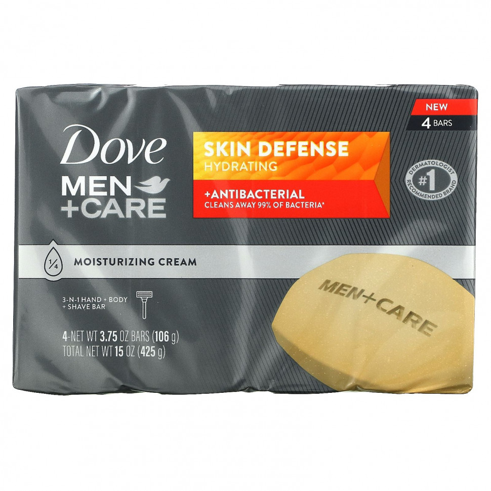 ���� ������ (Iherb) Dove, Men + Care, �������� ��� ������ ����, ������ 3 � 1 ��� ���, ���� � ������, 4 ������, 106 � (3,75 �����), ������ �� 2290 ���