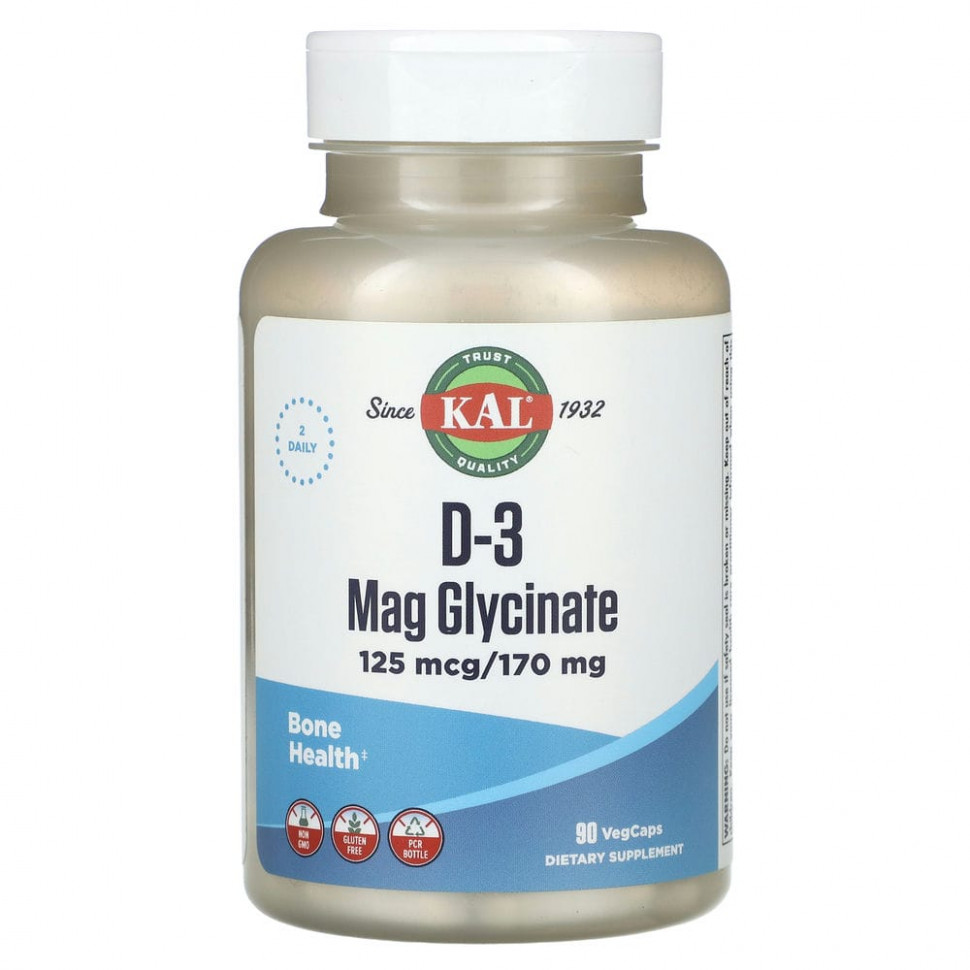 ���� ������ (Iherb) KAL, �������� ������ D-3, 125 ��� / 170 ��, 90 �������������� ������, ������ �� 2040 ���