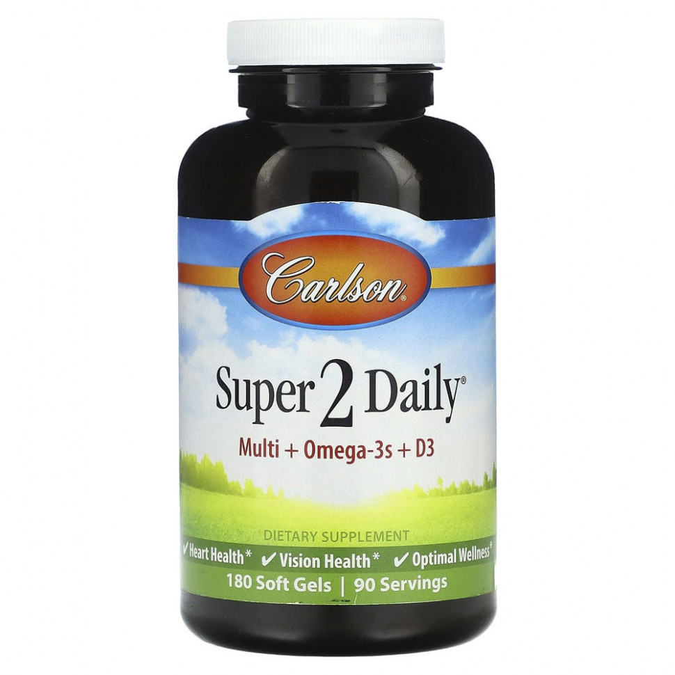 ���� ������ (Iherb) Carlson, Super 2 Daily, �������� � ��������, ��� ������, 180 ������ ����������� ������, ������ �� 12840 ���