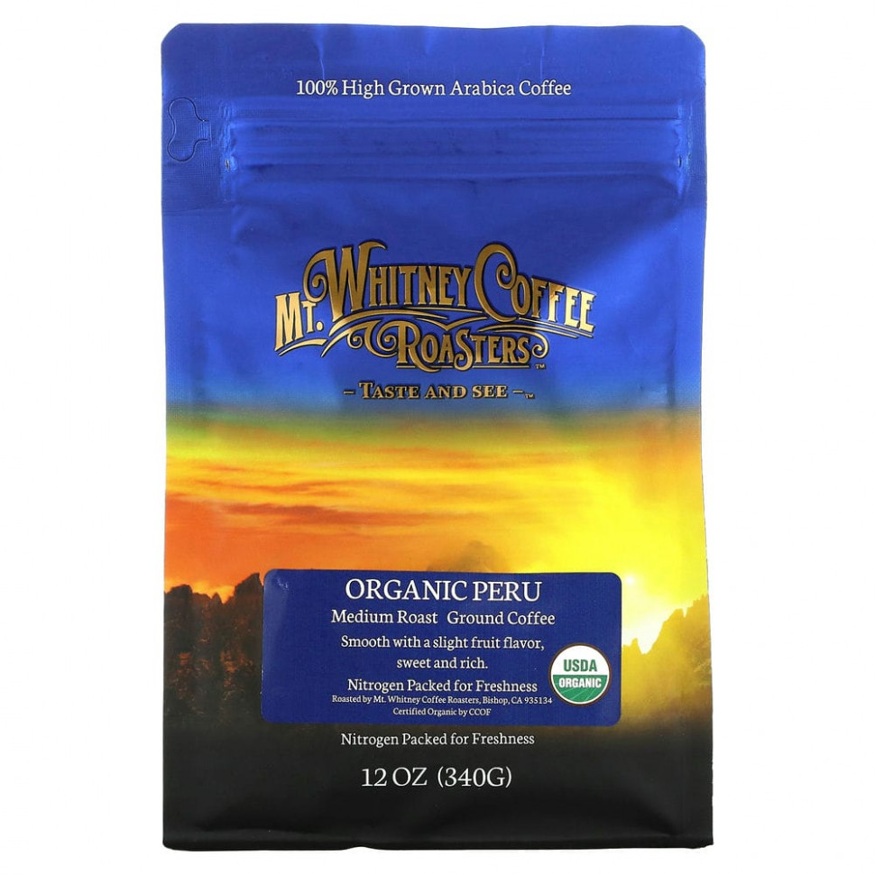 ���� ������ (Iherb) Mt. Whitney Coffee Roasters, Organic Peru, ������� ����, ������� �������, 340 � (12 �����), ������ �� 2820 ���
