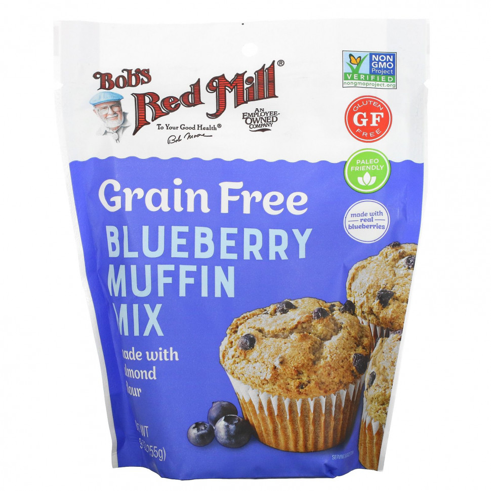 ���� ������ (Iherb) Bob's Red Mill, Grain Free, Blueberry Muffin Mix Made With Almond Flour, 9 oz (255 g), ������ �� 1480 ���