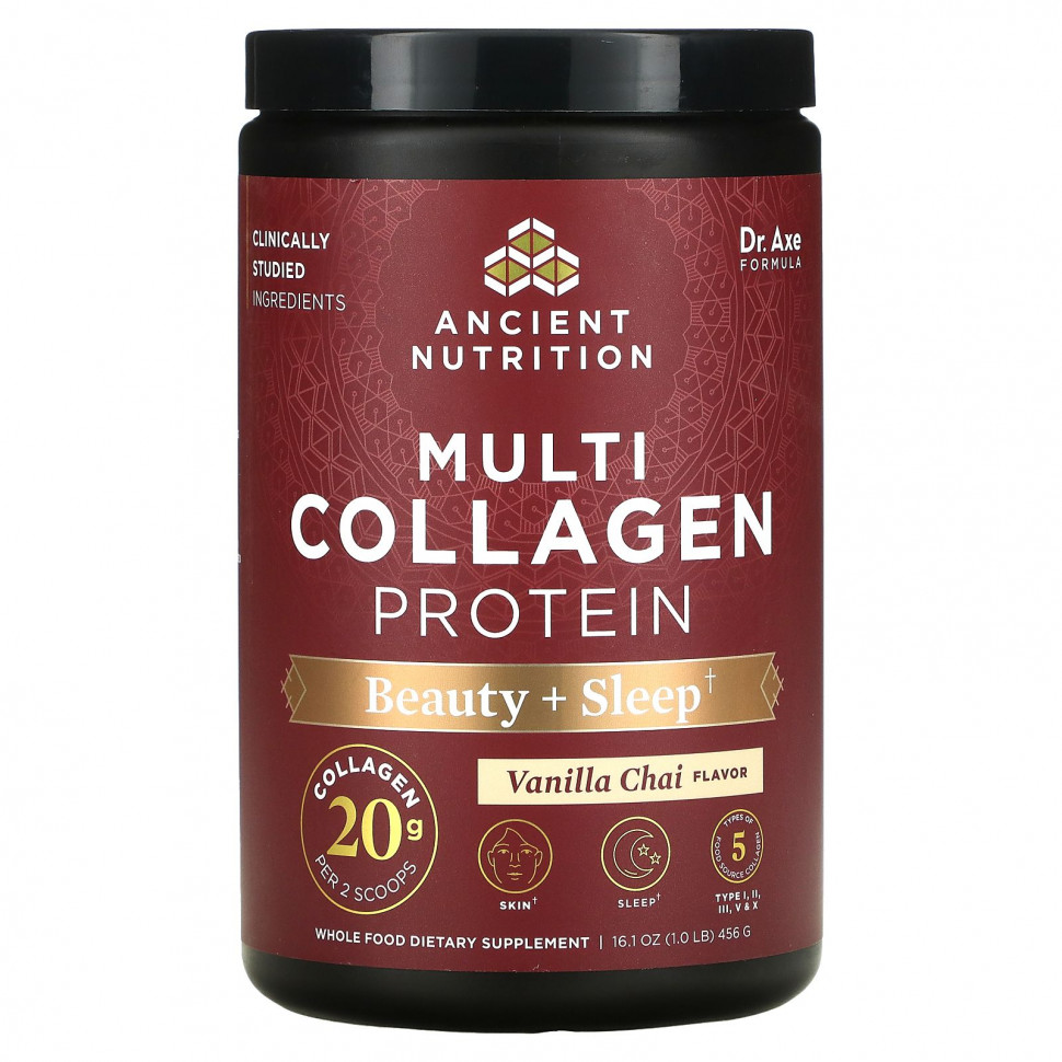 ���� ������ (Iherb) Dr. Axe / Ancient Nutrition, Multi Collagen Protein, Beauty + Sleep, ��������� ���, 16,5 ����� (467,4 �), ������ �� 8350 ���
