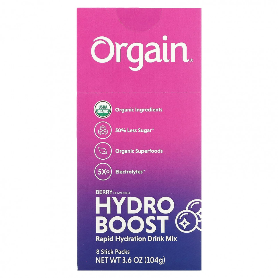 ���� ������ (Iherb) Orgain, Hydro Boost, ����� ��� �������� ����������, �������, 8 ��������� �� 13 � (0,45 �����), ������ �� 3320 ���