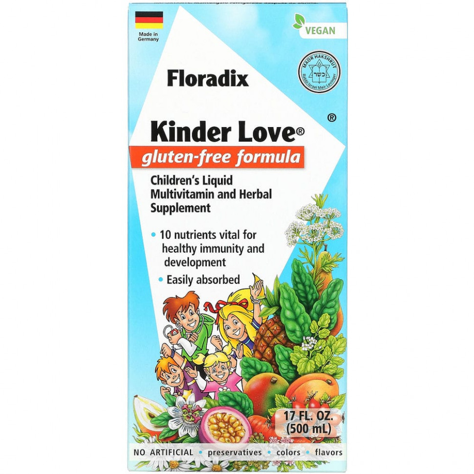 ���� ������ (Iherb) Gaia Herbs, Floradix, Kinder Love, ������ ���������������� � �������� ������� ��� �����, ��� �������, 500 �� (17 ����. �����), ������ �� 8110 ���