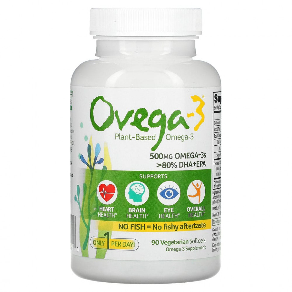 ���� ������ (Iherb) Ovega-3, ��������� �����-3, ��� + ���, 500 ��, 90 �������������� ������, ������ �� 9860 ���