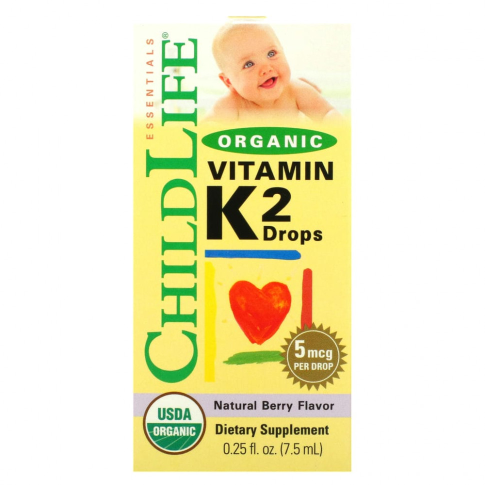 ���� ������ (Iherb) ChildLife, ������������ ������� K2 � ������, ����������� ������� ����, 5 ���, 7,5 �� (0,25 ����. �����), ������ �� 4640 ���