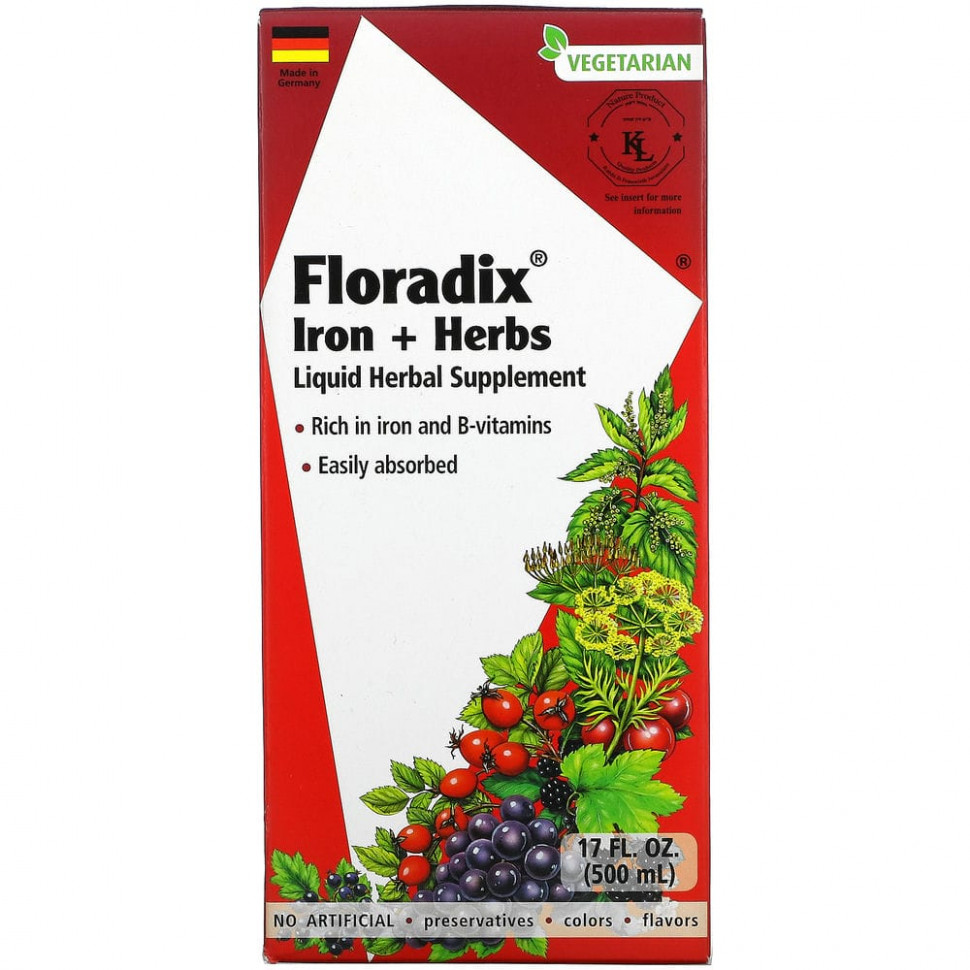 ���� ������ (Iherb) Gaia Herbs, Floradix, ������ � �����, 500 �� (17 ����. �����), ������ �� 9040 ���