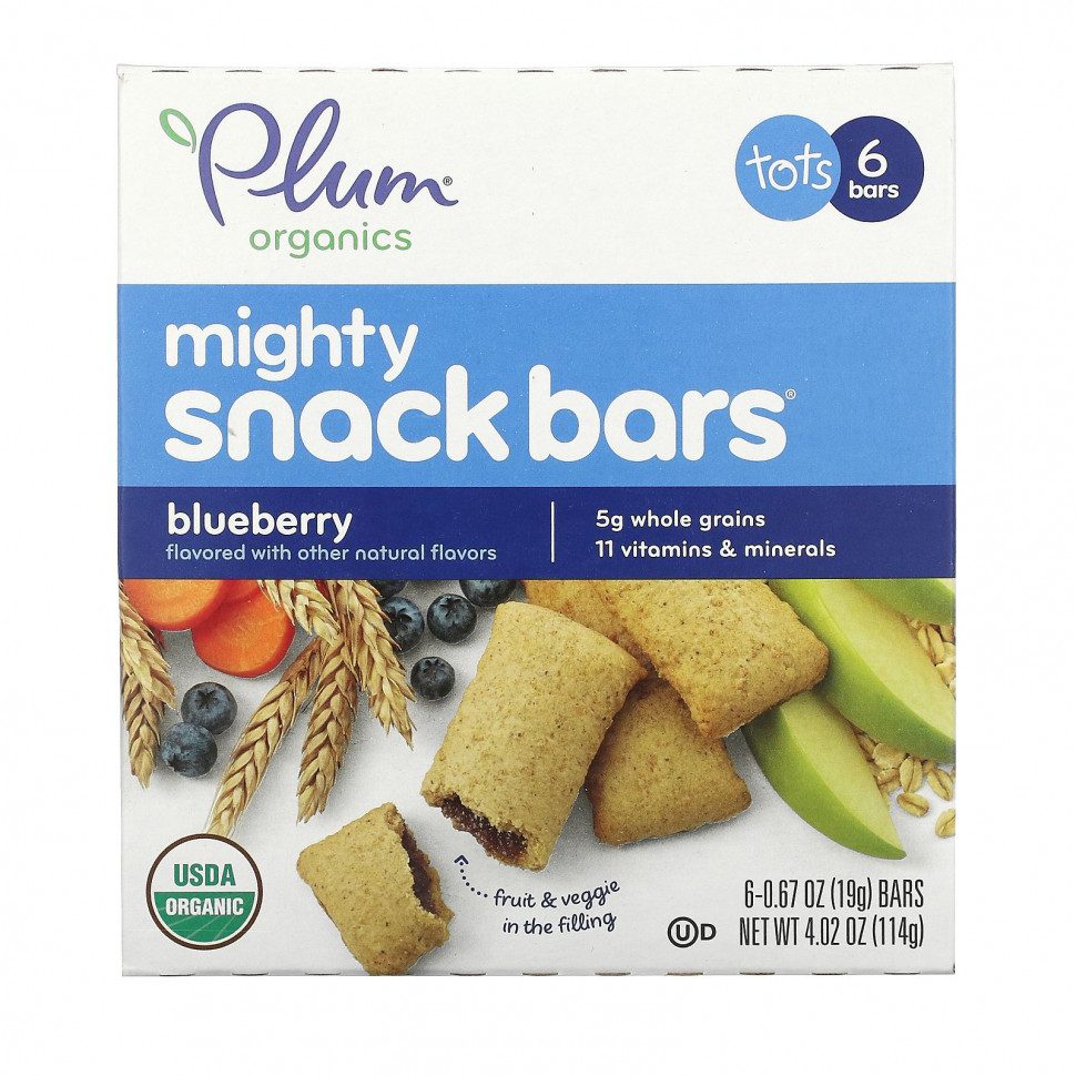 ���� ������ (Iherb) Plum Organics, Mighty Snack Bars, ��� �������, ��������, 6 ���������� �� 19 � (0,67 �����) ������, ������ �� 1000 ���