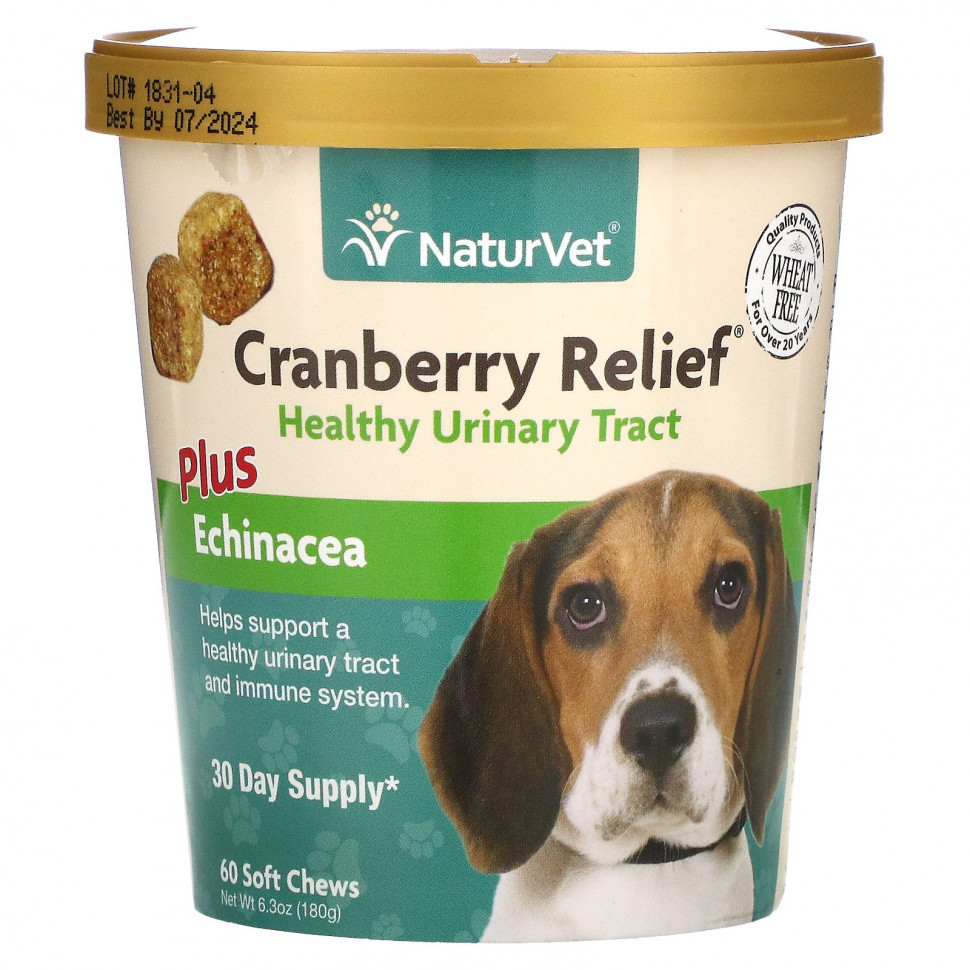 ���� ������ (Iherb) NaturVet, Cranberry Relief, � ���������, ������� ��� ��������� �������� ������������� ����� � ��������� ����������, ��� �����, 60 ����������� ��������, 180 � (6,3 �����), ������ �� 2430 ���