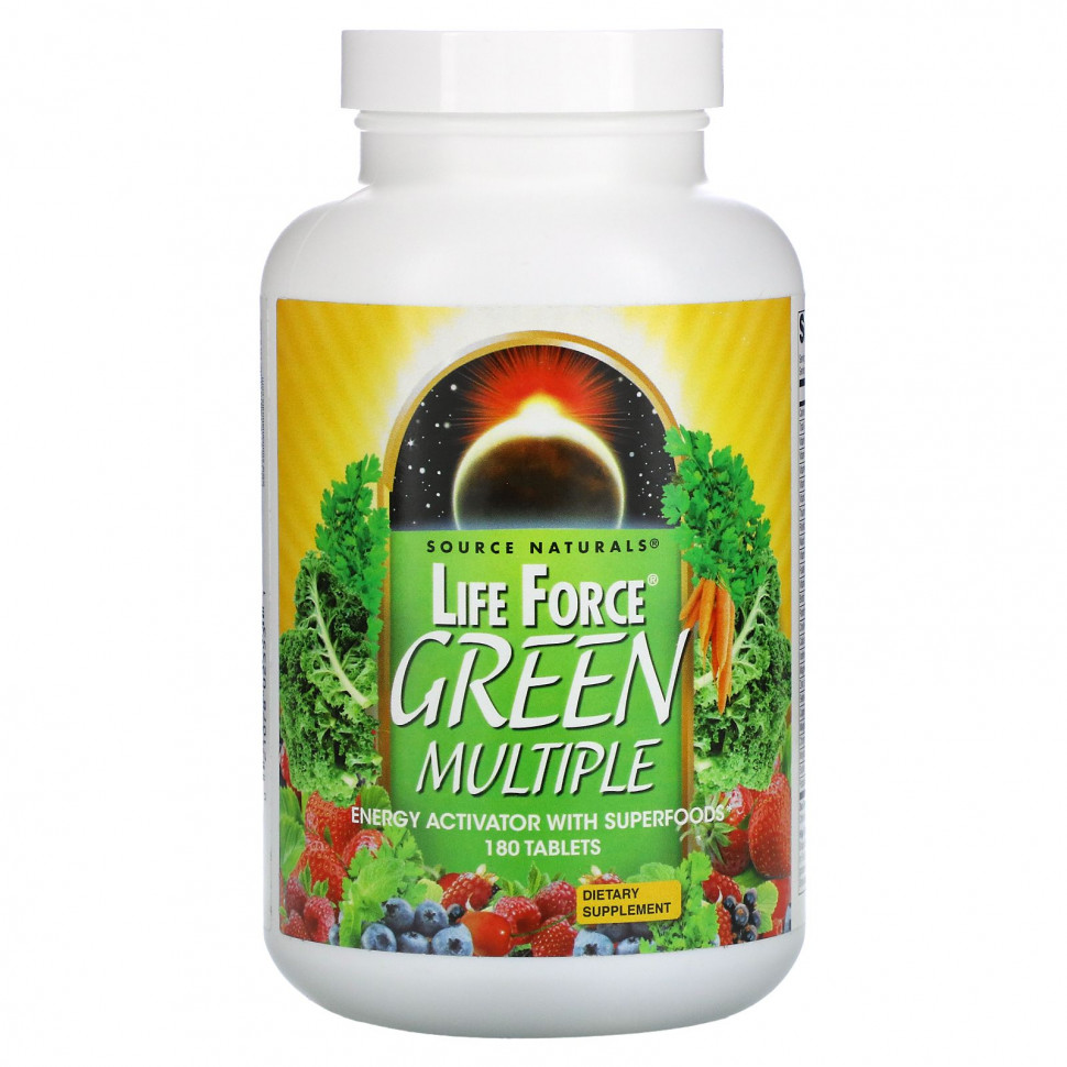 ���� ������ (Iherb) Source Naturals, Life Force, Green Multiple, 180 ��������, ������ �� 9090 ���
