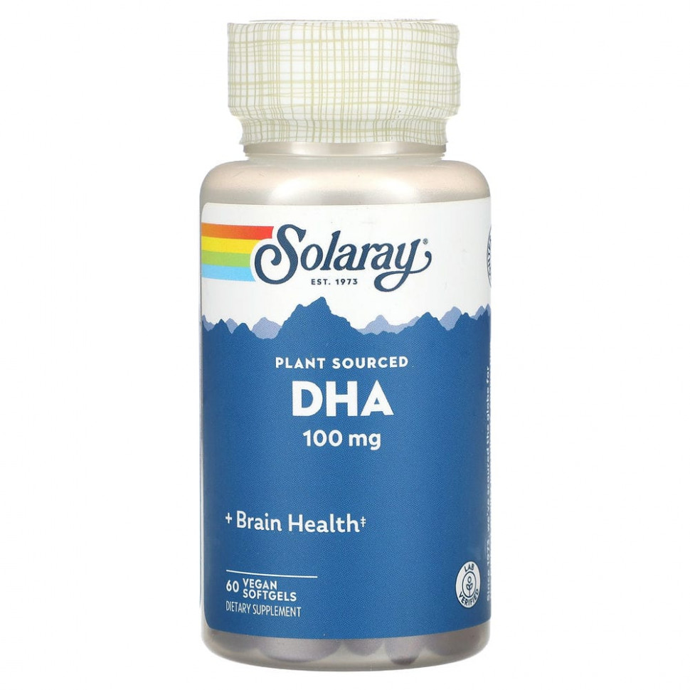 ���� ������ (Iherb) Solaray, DHA, Plant Sourced, 100 mg, 60 Vegan Softgels, ������ �� 4500 ���