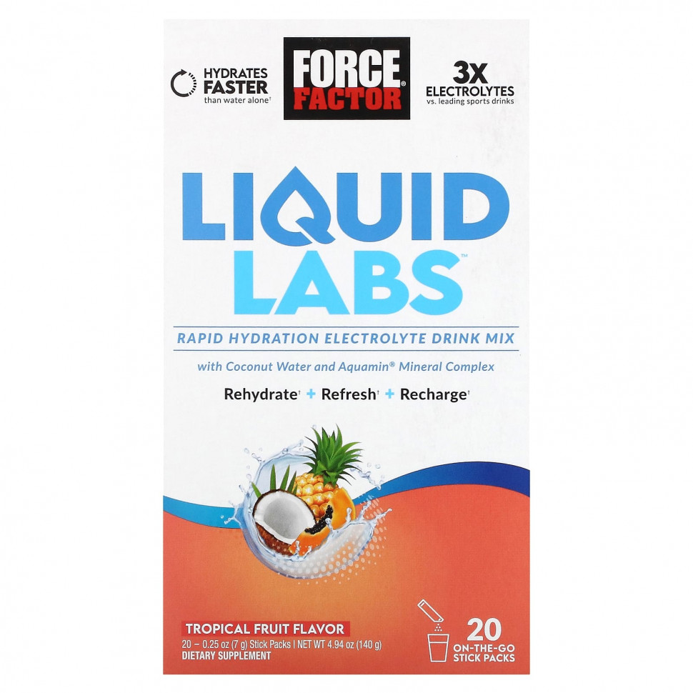 ���� ������ (Iherb) Force Factor, Liquid Labs, ����������� ������, 20 ��������� � ������ �� 7 � (0,25 �����), ������ �� 3330 ���
