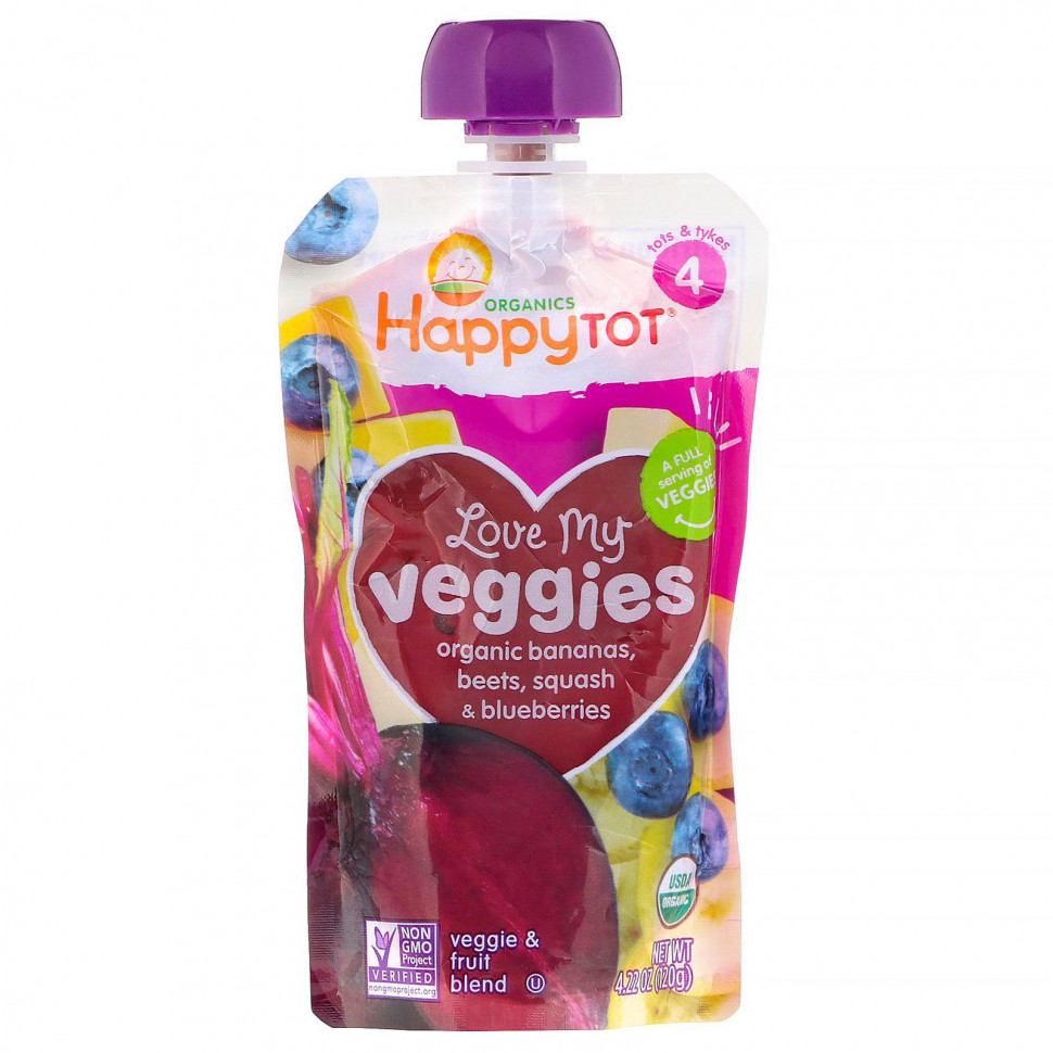 ���� ������ (Iherb) Happy Family Organics, Organics Happy Tot, �������� �����, ������������ ���� �� �������, ������, ����� � ��������, 120 �, ������ �� 530 ���