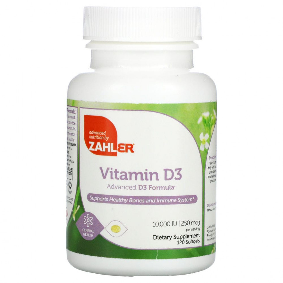 ���� ������ (Iherb) Zahler, ������� D3, ���������� ������� D3, 250 ��� (10 000 ��), 120 ������ ��������, ������ �� 4750 ���