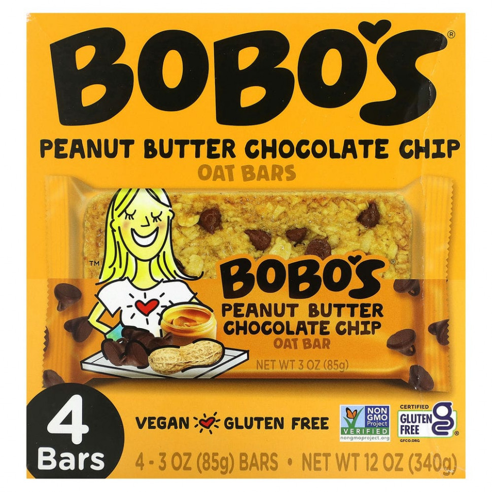 ���� ������ (Iherb) Bobo's Oat Bars, ������� ��������� � ���������� ������ � ���������� �������, 4 ���������, �� 85 � (3 �����), ������ �� 2270 ���