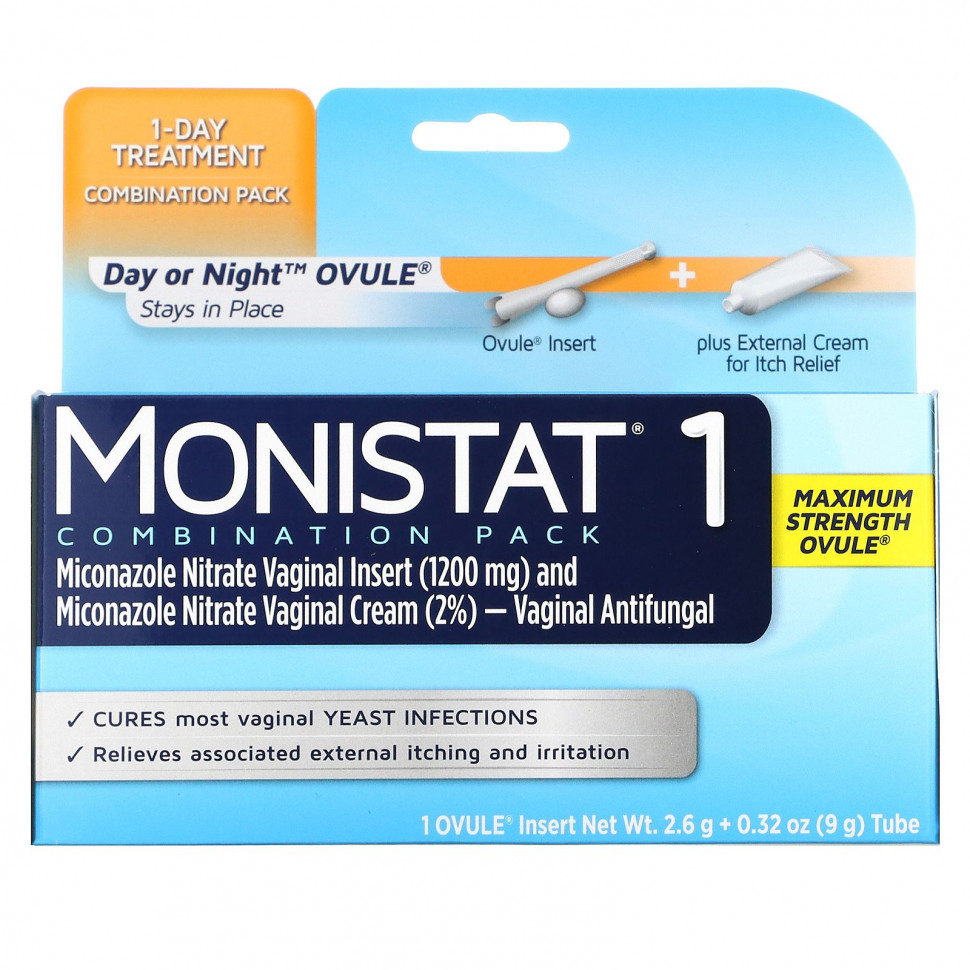 ���� ������ (Iherb) Monistat, ��������������� ����� ��� ������� �� 1 ����, ������� ��� ������ ����������, ������������ �������������, 1 ������� ��� ����������, ������ 2,6 � + 0,32 ����� (9 �), ������ �� 5080 ���