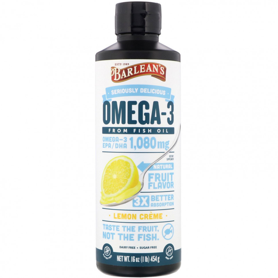 ���� ������ (Iherb) Barlean's, �����-3, ����� ���, �������� ����, 454 � (16 �����), ������ �� 5550 ���